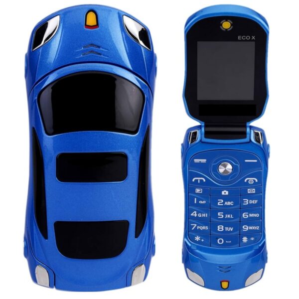 Foneme EOX, Basic Car Shape Flip Along with Charger (Dual Sim & 1.8 Inch Colour Display Screen) (Blue)